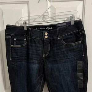 American Eagle Women's Dark Artist Cut Jeans Stretch Size 14 Short NWT